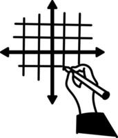 A doodle style icon of plotting point with pencil vector