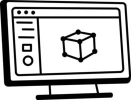 3d modeling icon in hand drawn style vector