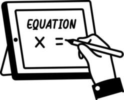 A hand drawn icon of solving equation vector