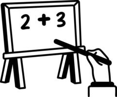 Solving math sum, doodle style icon vector