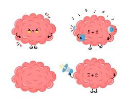 Brain characters bundle set. hand drawn doodle style cartoon character illustration icon design. Cute Brain mascot character collection vector