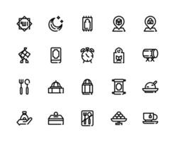 Ramadan Mubarak Theme with Black Outline Icon Style vector