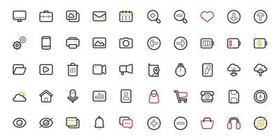 Basic User Interface Theme in Colored Outline Icon Style. vector