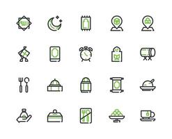 Ramadan Mubarak Theme with Colored Outline Icon Style. vector