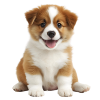 Charming Puppy with a Mix of Reddish Brown and White Fluffy Fur png