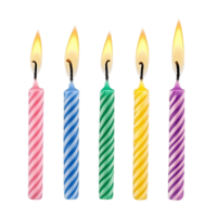 Bright and Colorful Birthday Candles with Dancing Flames png