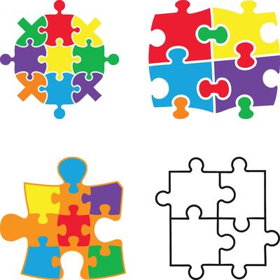 Puzzle Pieces Pattern, Autism Awareness Puzzle Pieces Illustration