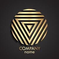 3d golden triangular circle logo vector