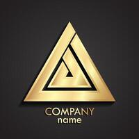 3d gold abstract linear shape triangle logo vector