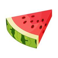 illustration of a watermelon wedge. Triangle shaped watermelon slice Hand drawn trendy flat style isolated icon on a transparent background. Ripe juicy red watermelon icon vector