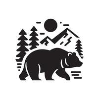 Mountain bear silhouette vector