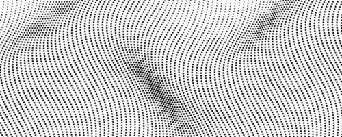 Halftone monochrome background with flowing dots. Abstract black and texture. illustration vector