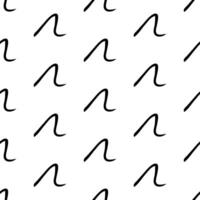 Seamless pattern with black hand drawn squiggle shape on white background. Abstract grunge texture vector