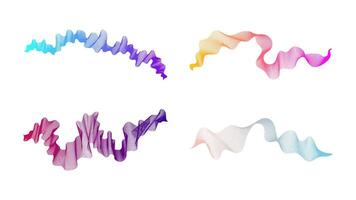 Curved wavy stripes. Set of four colored gradient lines on white background. illustration vector