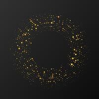 Abstract gold halftone dotted background. Gold glitter pattern in circle form. Circle halftone dots vector