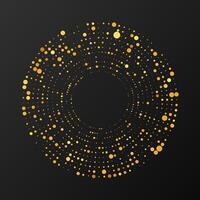 Abstract glowing halftone dotted background. Gold glitter pattern in circle form. Circle halftone dots. illustration vector