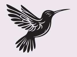 Beautiful Solid Black Color Hummingbird Silhouette with Delicate and Detailed Features vector