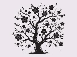 Beautifully Designed Black Sakura Blossom Tree Silhouette for Creative Use vector