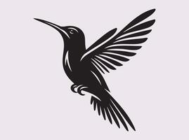 Bold and Elegant Solid Black Color Hummingbird Silhouette for Artistic Creations vector