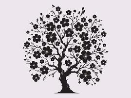 Bold Black Sakura Blossom Tree Silhouette for Stylish and Modern Design Concepts vector