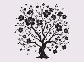 High Quality Black Color Sakura Blossom Tree Silhouette for Art and Crafts vector