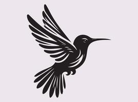 Minimalist Solid Black Color Hummingbird Silhouette with a Distinct Artistic Touch vector