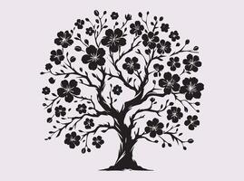 Black Sakura Blossom Tree Silhouette for Beautiful and Traditional Japanese Art vector