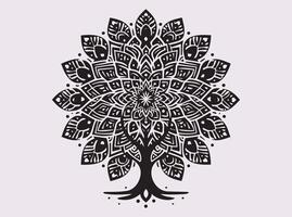 Black Silhouette Tree of Life Mandala Symbol for Connection and Purpose vector