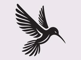 Powerful Solid Black Color Hummingbird Silhouette Representing Speed and Agility vector
