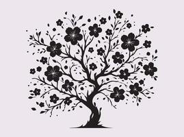 Beautiful Black Color Sakura Blossom Tree Silhouette for Digital and Print Use vector