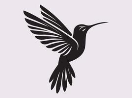 Inspirational Solid Black Color Hummingbird Silhouette with a Striking Appearance vector