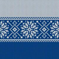 Scandinavian knitted seamless pattern. Norwegian native style sweater, ornament with snowflakes. Fair Isle design. Wool texture and winter holiday background vector
