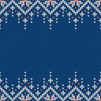 Knitwear texture, template with empty place for text. Traditional seasonal seamless background for holiday design. Winter knitted wool sweater pattern with snowflakes. Christmas vector