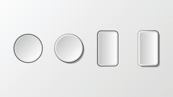 3D Button circle and rectangle shapes neomorphism style vector