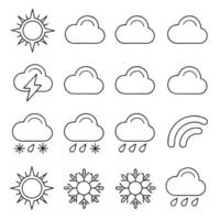 Flat Weather Icon Collection Outline Stroke Style vector