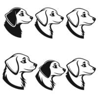 Flat Style Dog Face Icons vector