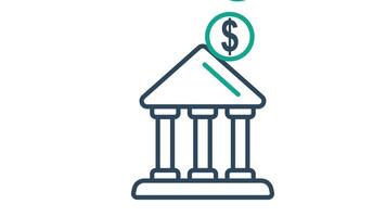 Bank animated icon. animated icon related to bill and payment, business. suitable for user interface, provide visual feedback and more. alpha channel video
