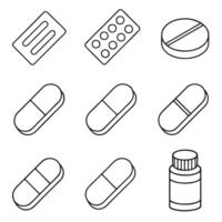 Prescription Dosage Forms Icon Set vector