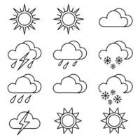 Editable Stroke Weather Icon Set Modern Flat Design vector