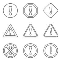 Warning and Caution Outline Icons Collection vector