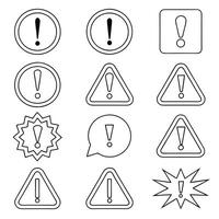 Editable Stroke Exclamation Mark Icons Set vector