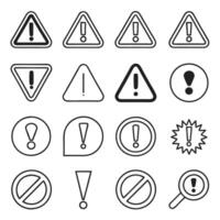 Flat Outline Icons of Exclamation and Alerts vector
