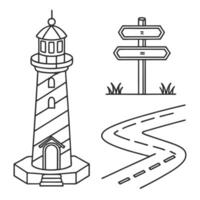 Navigation and Direction Symbols Line Art Icon Collection vector