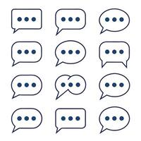 Flat Outline Conversation Icons Collection vector