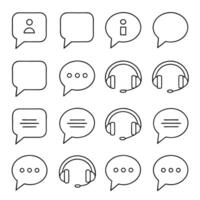 Dialogue and Communication Outline Icons Set vector