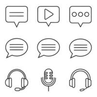 Talking and Chatting Stroke Icons Set vector