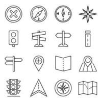 Road Maps and Transportation Icons Minimal Outline Set vector