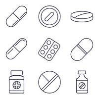 Capsule, Tablet, Syrup, and Injection Icons Set vector