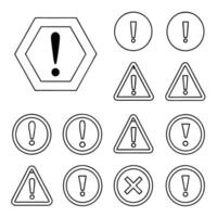 Exclamation Mark and Warning Icons Set vector