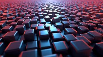 Abstract Digital Landscape A 3D Perspective on a Grid of Glossy Blocks with Neon Highlights video
